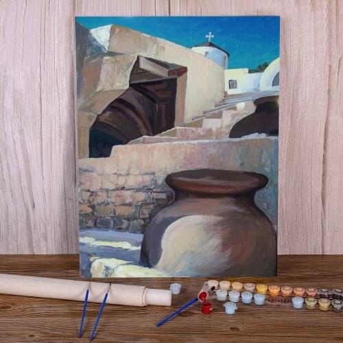 Landscape Ancient Greece DIY Paint By Numbers Complete Kit Acrylic Paints 50*70 Painting On Canvas Decorative Handiwork