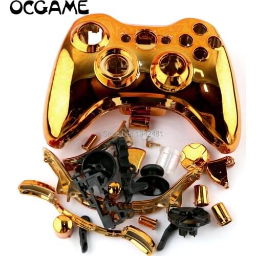 OCGAME 20sets/lot plated Chrome handle case full shell with button for Xbox360 xbox 360 wireless Controller 8 colors by DHL