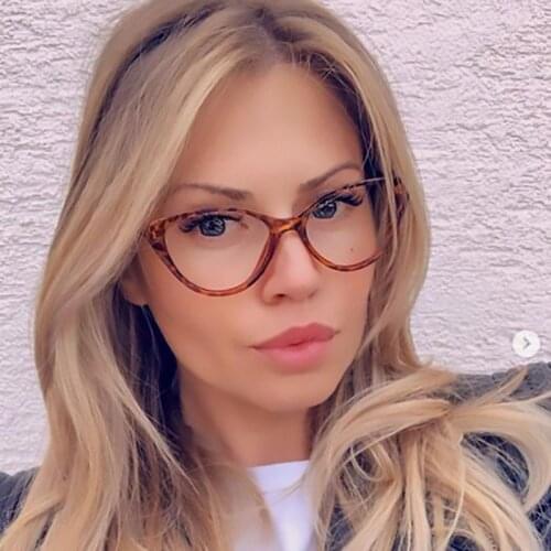 Retro Cat Eye Glasses Women Eyeglass Frame Black Leopard Spectacles Small Glasses Frame Transparent Clear Lens Glasses Female