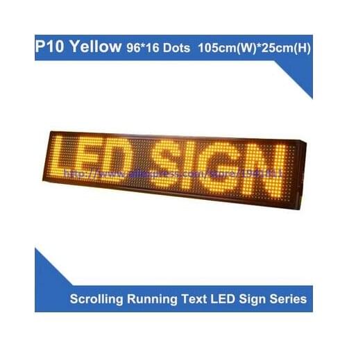 P10 yellow Semi-outdoor led display screen 96*16 dots 1050mm(W)*250mm(H),scrolling running text led sign