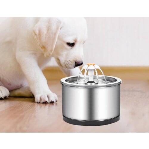 Kitten Puppy Dog Drinking Supplies Electric Ultra Mute Puppy Water Fountain Stainless Steel USB Auto Filter Waterer