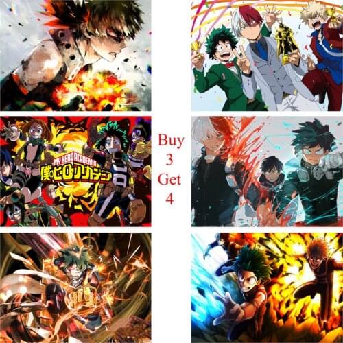 My Hero Academia Posters Cartoon Wall Stickers White Coated Paper Prints Livingroom Bedroom Bar Decoration Home Art Brand