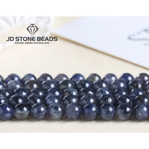 Genuine Natural Iolite Cordierite 6/8/10MM Pick Size DIY Gifts Necklace Bracelet Earrings Round Loose Beads For Jewelry Making