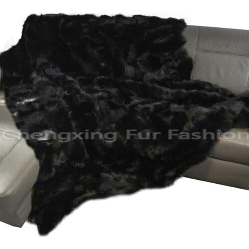 CX-D-115 Luxury Genuine Fox Fur Throw Blanket Fashion Design Fur Carpet for Home Floor Sofa Decorative
