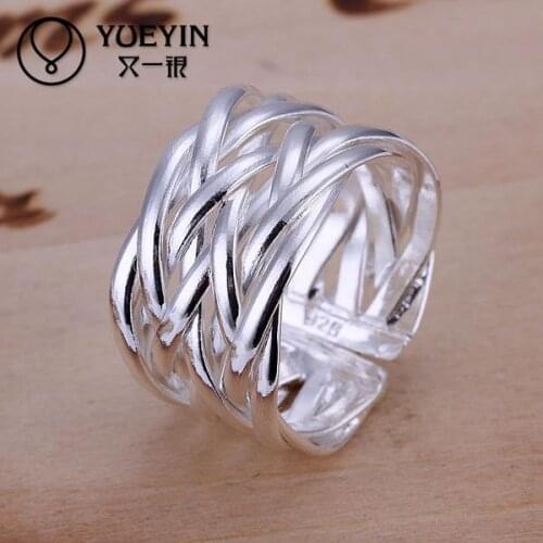 Hollow net shape rings Wholesale silver plated rings for women wedding party fashion jewelry Nickle free High quality