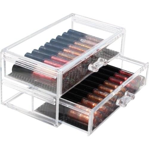 Transparent Drawers Makeup Organizer Lipstick Holder Dust-Proof Cosmetic Storage Box Desk Organizer Storage