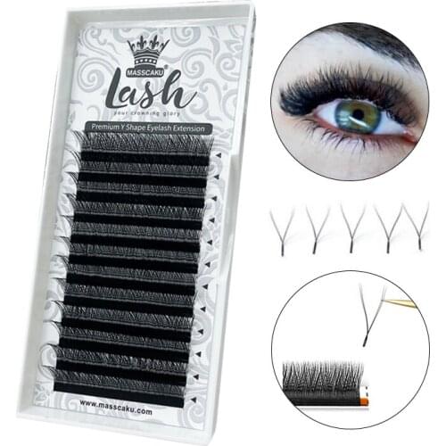 Popular faux mink private label bulk pbt soft eyelash Y-shape eyelash volume 0.07 mm top grade c/d curl eyelash extension