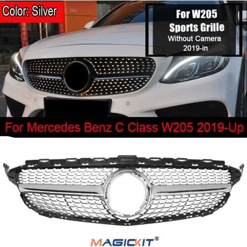 MagicKit Silver Front Bumper Grille For Mercedes W205 C-Class C300 Sport Grille 2019-on