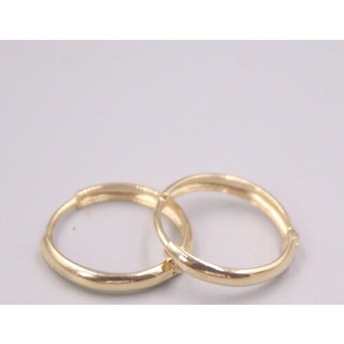 Real Pure 18K Yellow Gold Earrings Special Glossy Round Circle Hoop Earrings 2g For Men Woman Lucky Gift