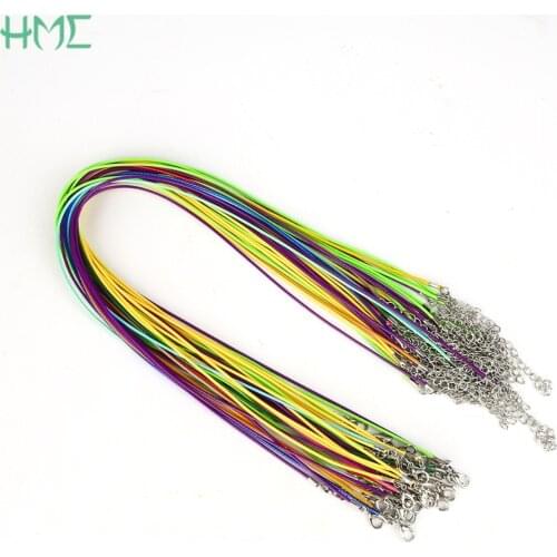 1.5mm Faux Leather Cord Chains Adjustable Necklace Bracelet Pendant Charms With Lobster Clasp For DIY Jewelry Making Findings