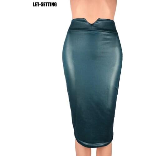 Faux leather natural waist triangle opening bag hip and knee bag hip skirt S-3XL black green brown red