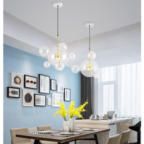 Modern Clear Glass Chandelier Deco Globe Led Chandeliers Lustre Multiple Hanging Lamp for Living Room Restaurant Loft Luminarie