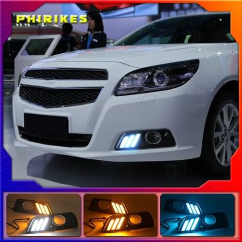2Pcs LED Daytime Running Lights DRL Fog Lamp for Chevrolet chevy Malibu 2011 2012 2013 2014 2015 With Yellow Signal