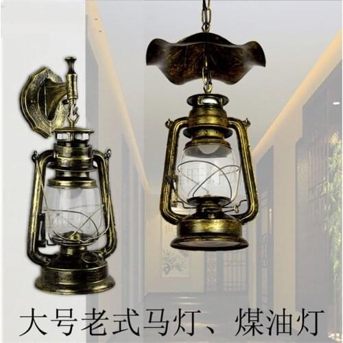 Vintage Glowed Vintage Kerosene Pendant Lights European Loft Corridor Aisle Wall Hanging Lights Teahouse Bar Balcony De Fixtures