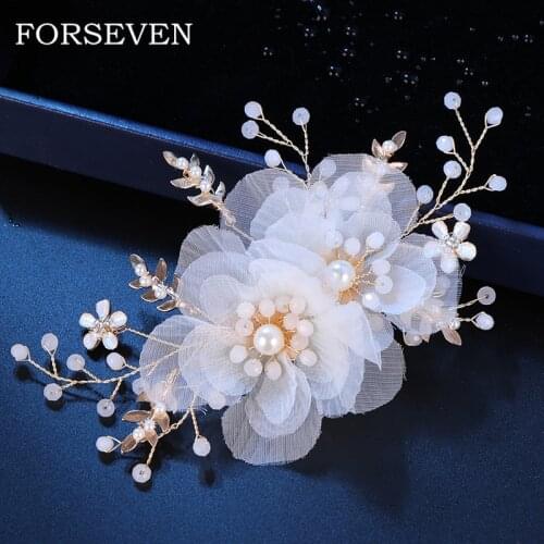 Flower Headwear Hair Clips For Women Headband Hairpin Pearl Bride Hair Ornaments Wedding Head Pieces