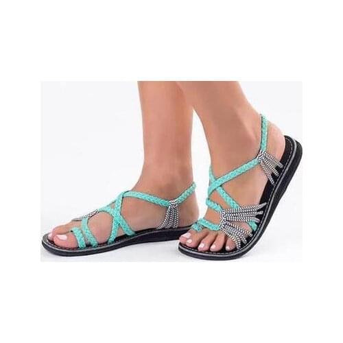 2021 New Sandals For Girls Sandals Women Rope Knot Summer Europe The United States Sandals Ladies Beach Toe Flat Womens