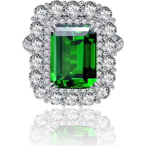 2021 Trend Sterling Silver 925 Rings 10*14 Emerald Cerated Moissanite Lab Diamond Wedding Bands For Women Fine Jewelry Wholesale