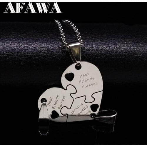 3Pcs Best Friends Pendant Necklaces Silver Color Choker Neckless Stainless Steel Friendship Necklace Women Girls Jewelry N413S01