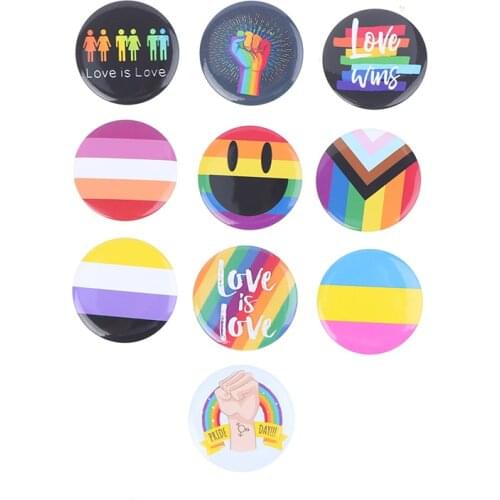 1PC LGBT Metal Pins Design Rainbow Creative Heart Yeh Finger Pin Brooch Metal Pins Badge Denim Enamel Lapel Jewelry Gift women