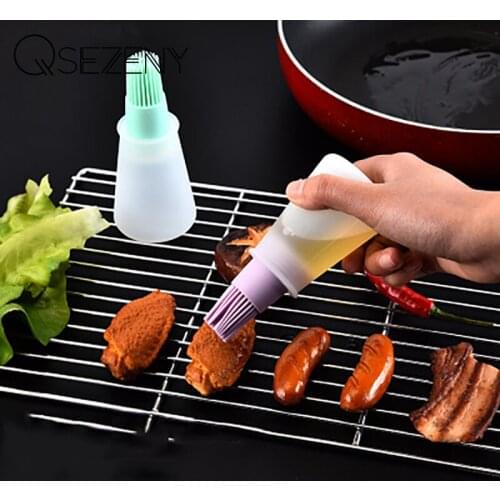 1 Pcs Portable Silicone Oil Bottle with Brush Grill Oil Brushes Liquid Oil Pastry Kitchen Baking BBQ Tool Kitchen Tools for BBQ