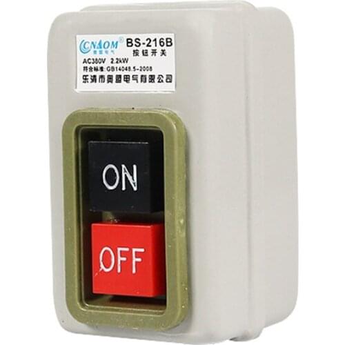 1PC Press button switch 3 Phase Start Button Control button box 1.5KW 2.2KW 3.7KW 10A AC 220V/380V ON/OFF Switch 50/60Hz