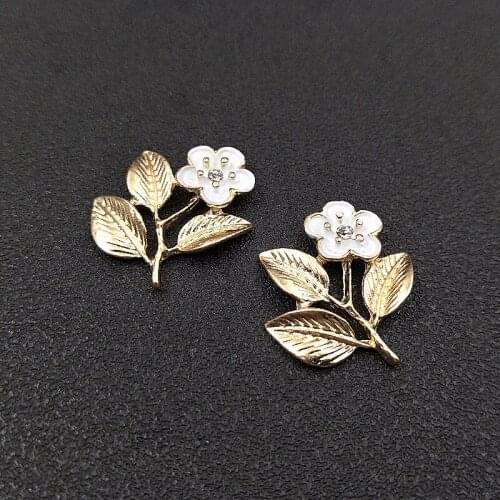 10pcs 25x28mm Fashion Metal Alloy KC Gold Flowers Branch Connectors Charm DIY Accessories For Jewelry Making