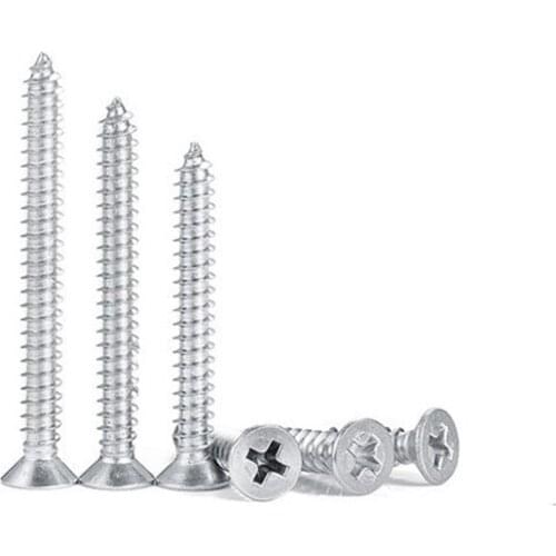 20/55pcs Cross Recessed Countersunk Flat Head Self-tapping Screw M3 M3.5 M4 M5 M6 Stainless Steel Phillips Screw Furniture Screw