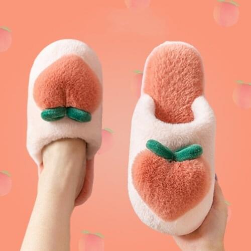 2021 New Fashion Autumn Winter Cotton Peach Slippers House Indoor Winter Warm Shoes Women Cute Plus Plush Slippers