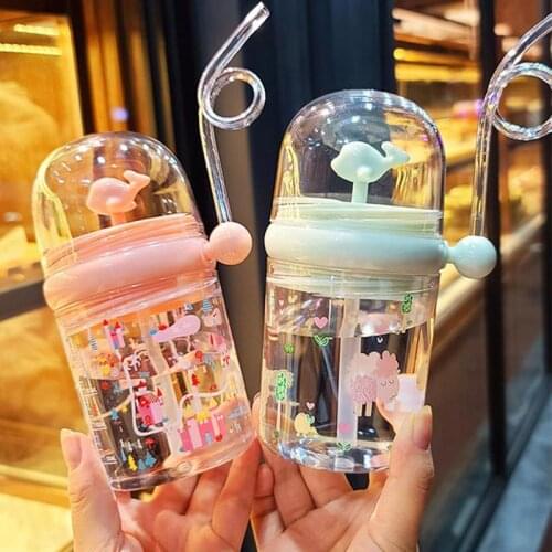 260ml Creative New Whale Spray Cup Cute Cartoon Whale Pattern Sippy Cup Portable Childrens Waterproof Cup