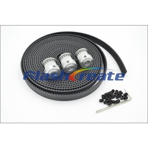 3pcs 16 Teeth 3GT Pulley Bore 6.35mm + 5meters 3GT Rubber Timing Belt Width 9mm GT3 timing belt pulley 3D Printer Parts