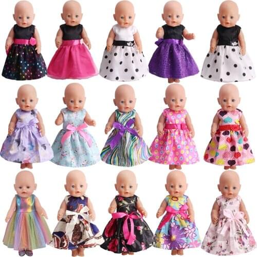 43 Cm Boy American Dolls Princess Bow Tie Evening Dress Lace Skirt Born Baby Toys Accessories Fit 18 Inch Girls Doll f907