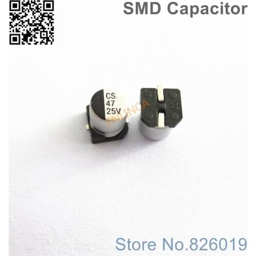 50pcs/lot 25v 47uf SMD Aluminum Electrolytic Capacitors size 5*5.4 47uf 25v