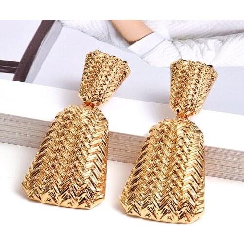 Bohemian Geometric Metal Gold Color Drop Earrings For Women Statement Accessories Female Party Earrings Wholesale