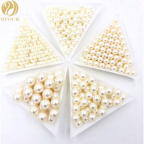 New Hot 4mm 5mm 6mm 8mm 10mm off white No holes Imitation Pearl Beads For Garment Fashion Bracelets& Necklaces DIY Accessories