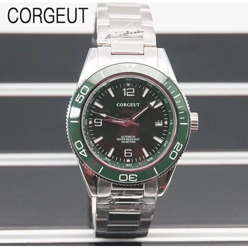 CORGEUT NH35A Movement Stainless Steel Mechanical Mens Watch 100m Diving Sapphire Glass Luminous Mens Watch Orologio da uomo