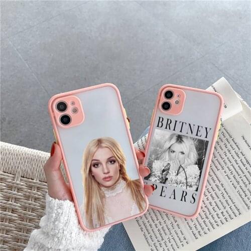 Britney Spears Phone Case For iPhone 12 11 Mini Pro XR XS Max 7 8 Plus X Matte transparent Pink Back Cover