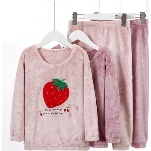 2-12T Boys Girls Pajama Sets Baby Unicorn Sleepwear Kids Flannel Long Sleeve Clothing Sets Teens Strawberry Animal Lion Homewear