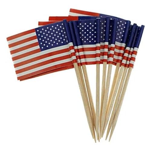 DHL Free Shipping 10000Pcs America Toothpick Flags Paper Food Picks Cake Toothpicks Cupcake Toppers Fruit Cocktail Sticks
