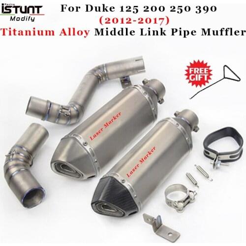 For Duke 125 200 250 390 2012 - 2017 Motorcycle Exhaust Full System escape Modified Titanium Alloy Middle Link Pipe Muffler