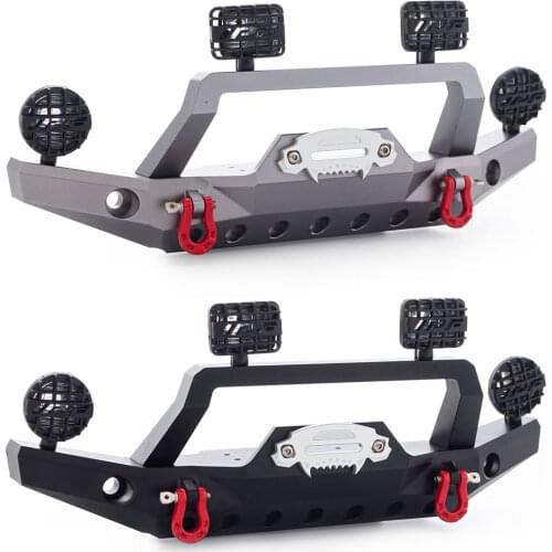 TRX-4 Metal CNC Front Bumper With Led Light for RC Crawler Car Traxxas TRX4 Sports Edition and Land Rover Defender Upgrade Part