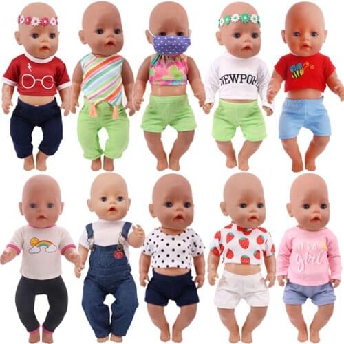 Reborn Baby Doll Cute Clothes For Baby New Born T-Shirt & Pants For 18 Inch&43 Cm Accessories For Girl Kid Toy Gifts