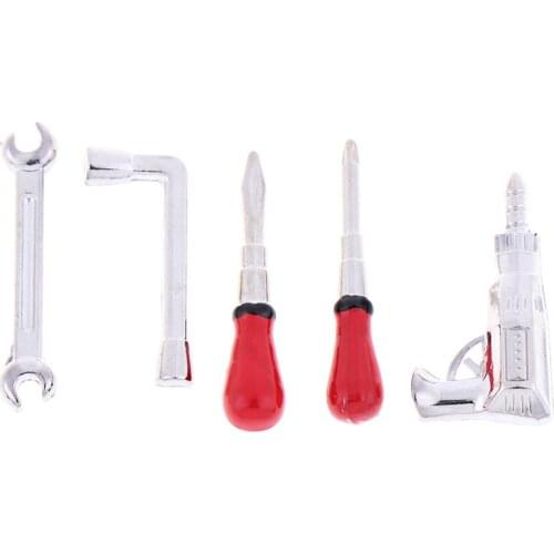 1set 1/12 Dollhouse Miniature Furniture Alloy Repair Tool Model Pretend Play Classic Toys for Kids Children Metal Pizies