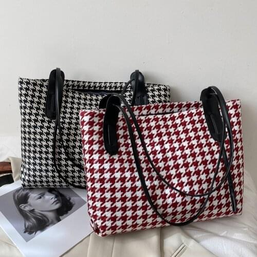 Fashion Shoulder Messenger Bag Houndstooth Bags Women Handbags PU Leather Casual Large Capacity Totes Bags Clutch Bag