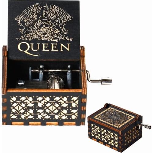 Happy Birthday Music Box Black Wooden Music Box Jurassic Park Musical Queen Hand Cranked Wood Musical Box Christmas Gift