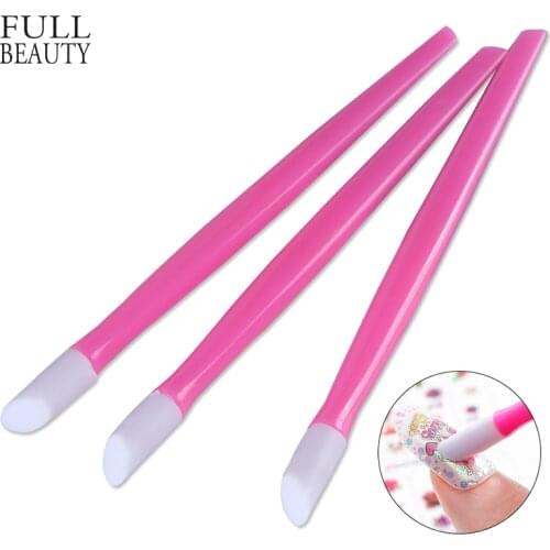 3pcs Soft Plastic Nail Pusher Double-end Rubber Pressure Pen Smooth Stick for Sticker Powder Manicure Nail Remover Tools CHNC370