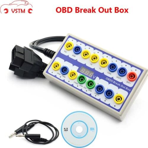 Newest Car Break out Box Car Protocol Detector OBD 2 OBDII obd Breakout Box car obd2 interface car monitor with Pin Out Box