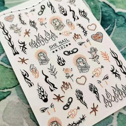 Newest SHE 182 design 3d nail sticker decal export Japan rhinestiones DIY decorations for nail art