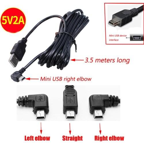 New Car Charging curved mini USB Extended Cable for Car DVR Camera Video Recorder / GPS / PAD etc, Cable lengh 3.5m ( 11.48ft )