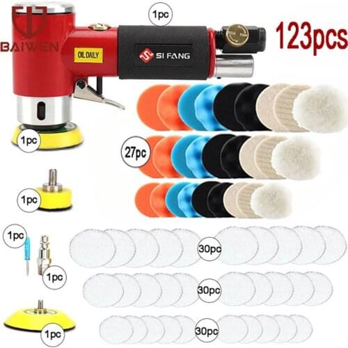 BW Orbit Air Sander Car Polisher Sanding Machine Pneumatic Polishing Grinder With 2/3 Inch Polishing Pad Sponge Disc Set