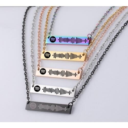 Spotify Scan Code Necklaces for Women Men Custom Boy Girl Gift Necklace Spotify Song Music Code Stainless Steel Jewlery Chains
